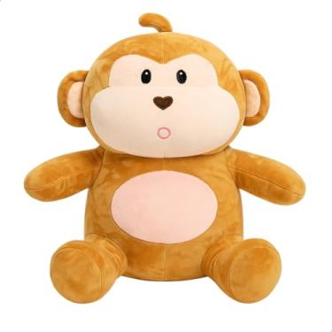 Imagem de Macaco 30cm De Pelúcia Brinquedo Fofo Decoração Festa Nicho Presente Criança Bebê Antialérgico Bordado Deluxe Premium (Macaco Caramelo 30cm)
