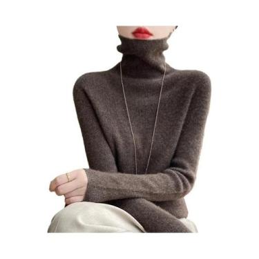 Imagem de Suéter De Tricô Feminino De Gola Alta, Outono Inverno, Top Fashionável