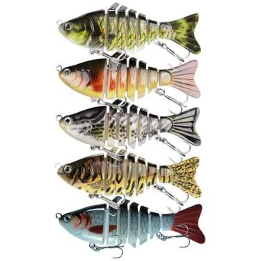 Imagem de Kit 5 Iscas Artificiais 6 Sessões lambari articulada efeito realista -