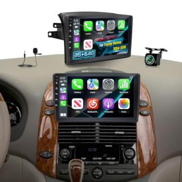 Imagem de [64G 4 núcleos] Rádio automotivo Volxcereo para Toyota Sienna 2004-2010, tela sensível ao toque Android de 9 polegadas Sienna estéreo com Carplay/Android Auto, navegação GPS, WiFi, Bluetooth, SWC