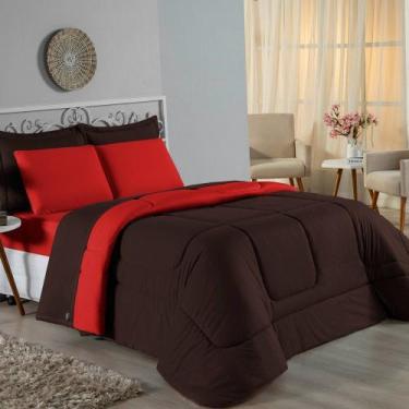 Imagem de Kit Edredom Dupla Face + Jogo de Lençol Solteiro Nobre 5 peças Malha 1