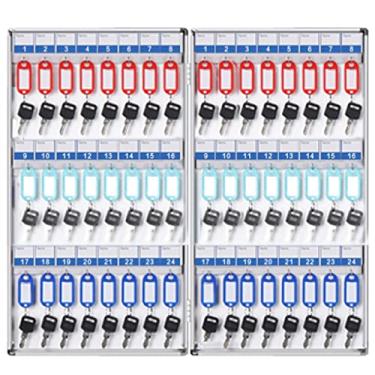 Imagem de Caixa organizadora de chaves para armário de chaves, caixa de armazenamento de chaves de carro, gerenciamento de chaves com 32 a 72 ganchos, organizador de chaves para hotel de garagem, borda de liga