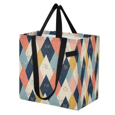 Imagem de SEHANY Sacola de compras reutilizável Mountain Peak com alças reforçadas, bolsa de compras de lona dobrável à prova d'água de grande capacidade para viagem, cozinha, praia