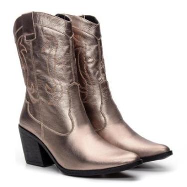 Imagem de Botas Femininas Texanas Cano Médio Couro-Feminino