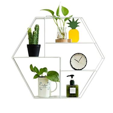 Imagem de Prateleira de parede, arte de ferro, várias camadas, suporte de parede, sala de estar, restaurante, decoração de parede, prateleiras flutuantes brancas