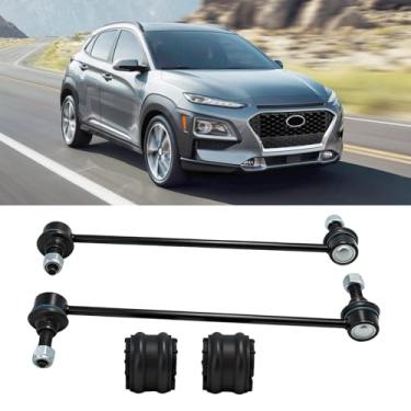 Imagem de Yumzeco 4 peças compatíveis com elos de barra oscilante dianteira Hyundai com buchas Elantra/Ioniq/Kona/Veloster, substitui 54830-F2000/548133S110 Apto para estabilizador frontal KIA barra oscilante