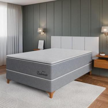Imagem de Cama Box Casal (138x188) D26 Molas Ensacadas Cinza Exuberante Topázio 