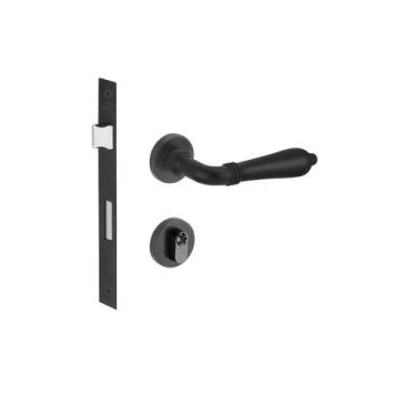 Imagem de Fechadura porta externa lily imab preta preto c/ cilindro tambor máqui