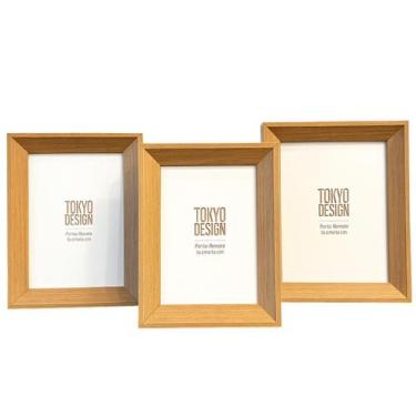 Imagem de Kit 3 Porta Retrato Estilo Cor Madeira 10 Cm X 15 Cm Decoração Para Ca