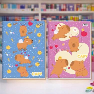 Imagem de Caderno Brochura 1/4 Capivara Capa Dura 96 Folhas Feminino - Nova Cade