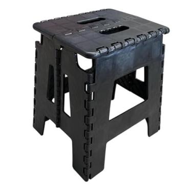 Imagem de Banqueta Dobrável Portátil Resistente - Banco de Plástico Antiderrapante Suporta 100KG, Banqueta Plastico para Pescaria, Camping e Cozinha, Banco para Balcão e Bancada(Preto)
