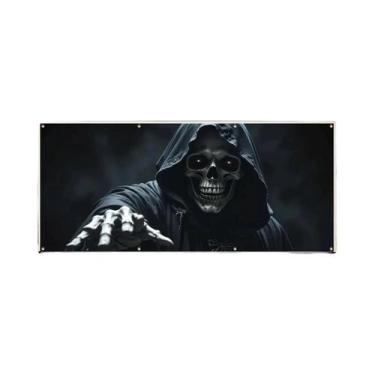 Imagem de Grande Banner De Halloween Para Porta Externa 2D Ceifador Cenário De F