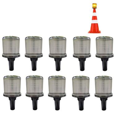 Imagem de Sinalizador Solar Viario Kit 10 Uni Alerta Atencao Obra Rodovia Estrada Rua Cone Avenida Emergencia