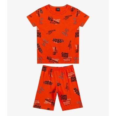 Imagem de Pijama Infantil Camiseta e Bermuda Select Laranja, 10, Laranja