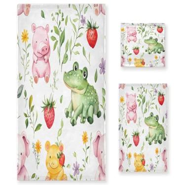 Imagem de xigua Conjunto de toalhas de banheiro de animais de desenho animado toalha de banho macia absorvente de 3 peças toalha de mão toalhas decorativas para banheiro, academia, hotel, praia, piscina