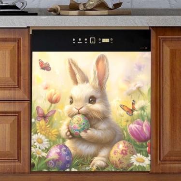 Imagem de Coelho Páscoa ovo coelho capa ímã máquina de lavar louça adesivo capa ímã ímã geladeira painéis decalque 58 cm x 66 cm