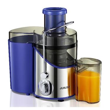 Imagem de Máquina de suco, extrator de suco de boca larga Juilist de 7,6 cm, para vegetais e frutas com configuração de 3 velocidades, motor de 400 W, fácil de limpar, azul