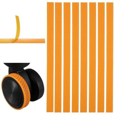 Imagem de YELARXI Capa de proteção de roda de bagagem, capas protetoras de silicone adesivo silencioso, 8 peças e laranja Y - adequado para viagens essenciais com rodas giratórias, malas, rodízios de cadeira de