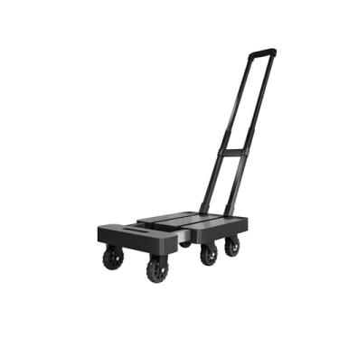 Imagem de Carrinho De Mão Portátil Multifuncional, Carrinho Silencioso De Plataforma Plana Puxado À Mão, Rodas Giratórias De 360°, Carrinho De Mão Dobrável Portátil.
