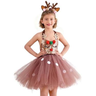 Imagem de Fantasia de veado | Lindas roupas de Natal - Conjunto de saia tutu de cosplay de rena - para crianças, meninas, apresentações, sessões de fotos