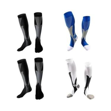 Imagem de Meias De Compressão Masculinas (2, 3 Ou 4 Pares) Para Corrida E Varize