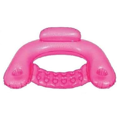Imagem de Boia Cadeira Inflável para Piscina Adulto com Porta-Copos – Poltrona Flutuante Confortável para Lazer 1,28mX 84cm(Rosa)