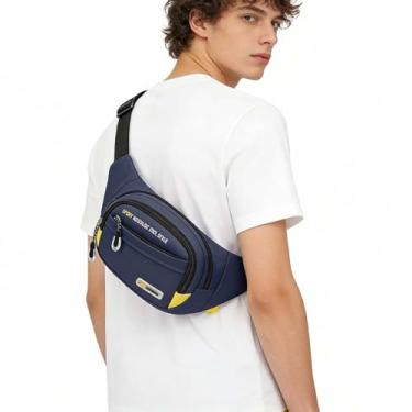 Imagem de Pochete moderna para homens e mulheres, pochete masculina, bolsa transversal com alça ajustável, nylon resistente à água com vários bolsos (cinza)