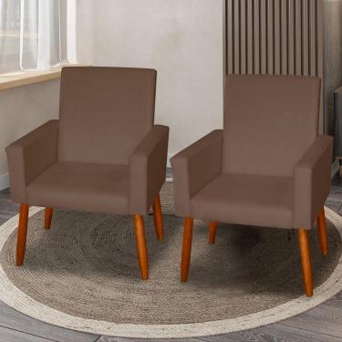 Imagem de Kit 2 Poltronas Decorativas Mel Material Sintético Marrom Dal Poz Estofados