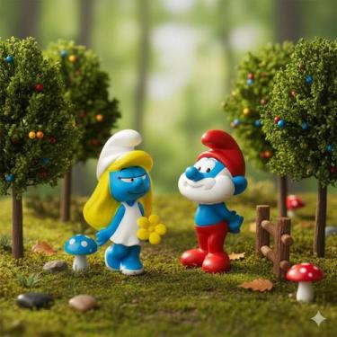 Imagem de Boneco de Vinil Macio 14cm Smurfs Papai Smurf ou Smurfette - Cardoso T