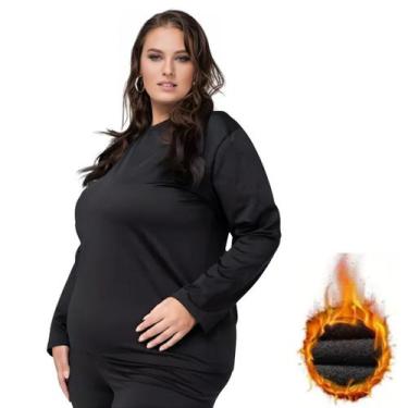 Imagem de Camiseta Feminina Plus Size Térmica Peluciada Segunda Pele Manga Longa