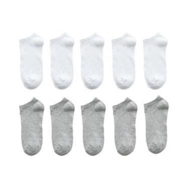 Imagem de Meias De Algodão Respiráveis Para Mulheres, 10 Pares, Cor Sólida, Conf