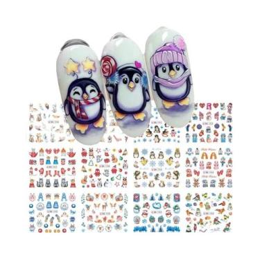 Imagem de Adesivos De Unha De Inverno Com Pinguins Fofos, 12 Peças, Sliders De A