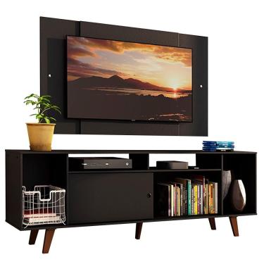 Imagem de Rack e Painel para TV até 58" Cancun Preto com Pés Madesa