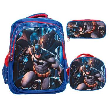 Imagem de Kit Mochila Escolar Infantil Menino Costas 3D Grande Desenho - Plike