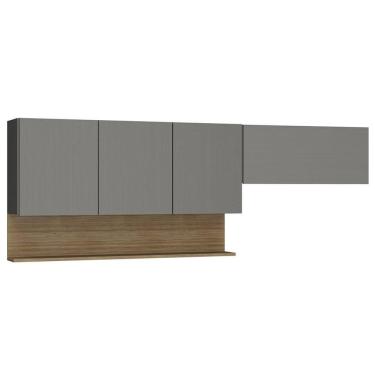 Imagem de Armário De Cozinha 150cm Com Aéreo 70cm Lina K02 Gris-freijó - Mpozenato