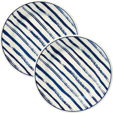 Imagem de Kit Jogo Pratos Raso Jantar 6Pçs 6 Pessoas Margaridas 24cm