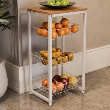 Imagem de Fruteira De Chão 3 Cestos 75 Cm Li035 Canela Branco Kpb