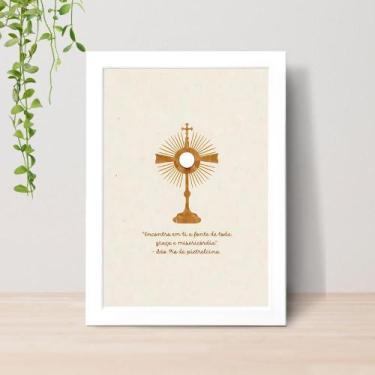 Imagem de Quadro Frases Católicas Devoção Fé A4 C/ Moldura e Vidro 03 Cor: Branc