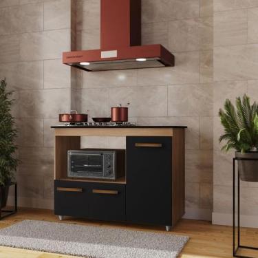 Imagem de Balcão para cooktop ana 5 bocas - savana/preto - NEW HAUS