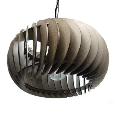 Imagem de Lustre Luminária Pendente de Madeira MDF Mod. Sophia Pq Inclinado Taba