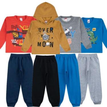 Imagem de Kit 4 Conjuntos De Moletom Infantil Inverno Menino Atacado - TGS Confe