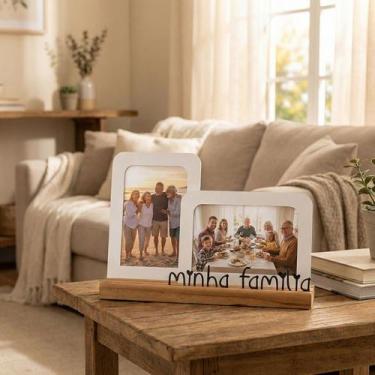 Imagem de Porta Retrato Minha Família, Moldura para 2 Fotos 10x15cm - Geguton