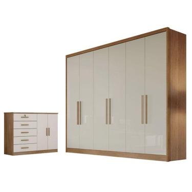 Imagem de Guarda Roupa Casal New Messina E Cômoda Seul Cumaru 25 Fendi - Novo Horizonte