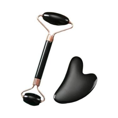 Imagem de Kit De Massagem Facial 3 Peças: Rolo De Gelo, Placa Gua Sha E Ferramen