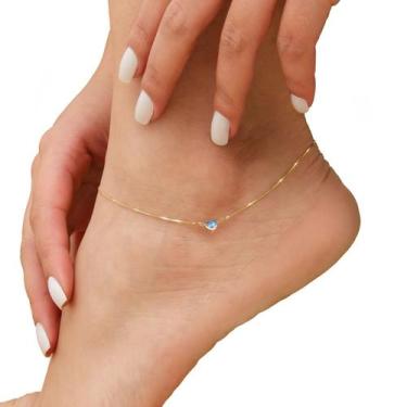 Imagem de Tornozeleira Ouro 18k Coração De Zircônia 5mm 30cm - Dream Factory Jói