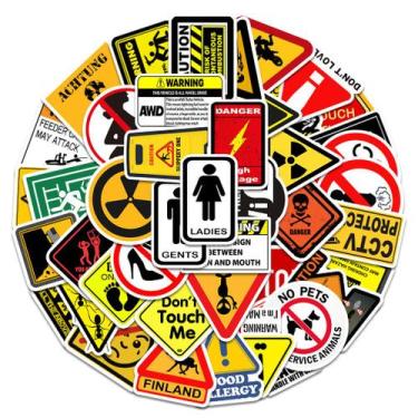 Imagem de Pacote de adesivos Warning Signs Anime 50 unidades de desenho animado 
