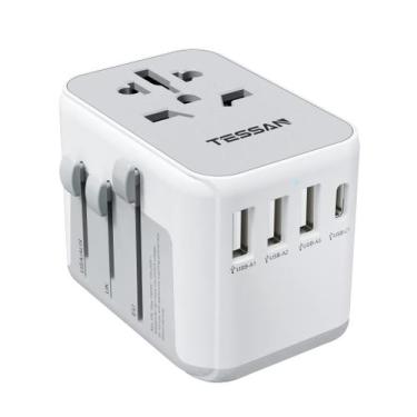 Imagem de Adaptador de plugue TESSAN International com 4 portas USB tipo C/G/A/I
