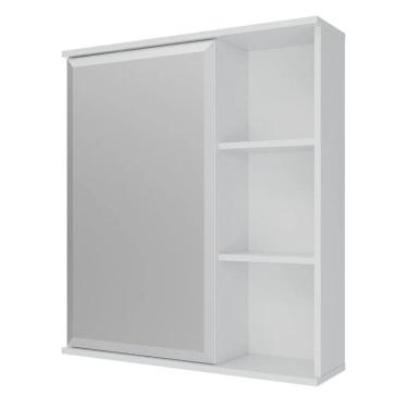Imagem de Armário Espelheira Banheiro Mdf C/ Porta 56Cm Treviso Branco