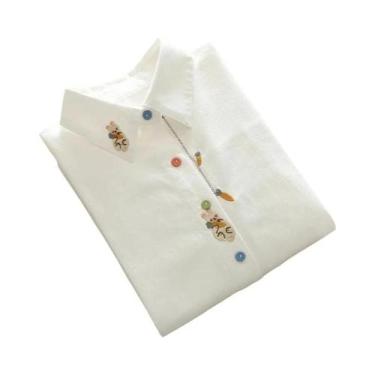 Imagem de Camisa Feminina Branca De Algodão Com Bordado De Coelho E Cenoura, Man