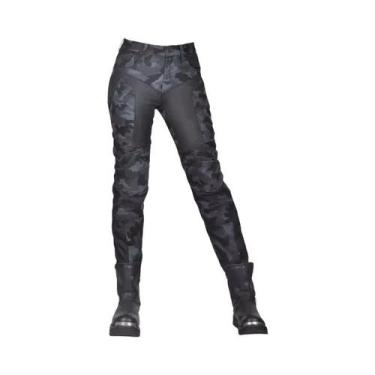 Imagem de Calças Femininas Slim Fit Em Camo Mesh Para Motociclismo, Calças Cláss